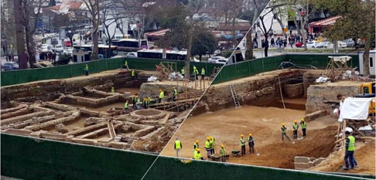 Beşiktaş Metro İnşaatındaki arkeolojik kalıntılar kaldırıldı