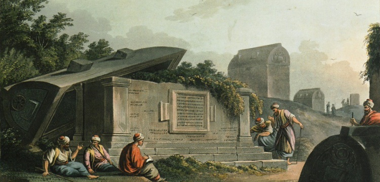 Restorasyonu becerilemeyen Opramoas anıtının çizimi
