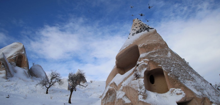 Kapadokya  kar güzelliğine büründü