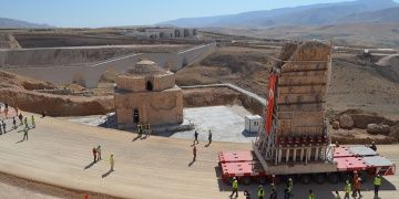 İmam Abdullah Zaviyesinin minaresi de SPMT ile taşındı