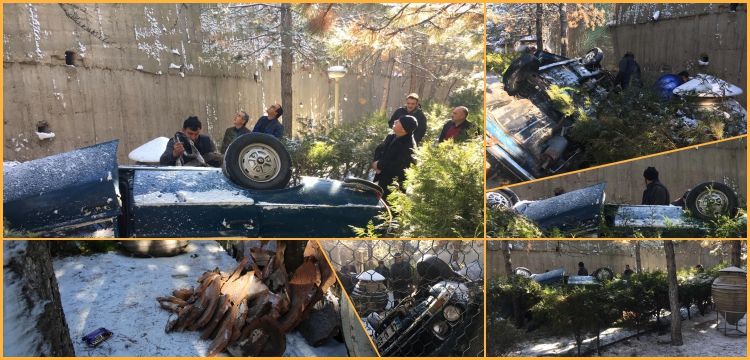 Yoldan çıkan otomobil Nevşehir Müzesi bahçesine düştü