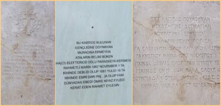 Maria Hanımın Grek alfabesiyle Türkçe yazılı mezar taşı çok çile çekmiş!