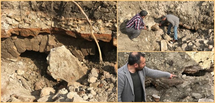 Karaman'da bir tarlada kemerli tarihi yapı kalıntıları bulundu
