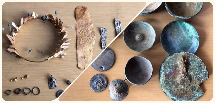 Antalya'da altın diadem, küpe, takılar ile gümüş ve bronz kaplar yakalandı