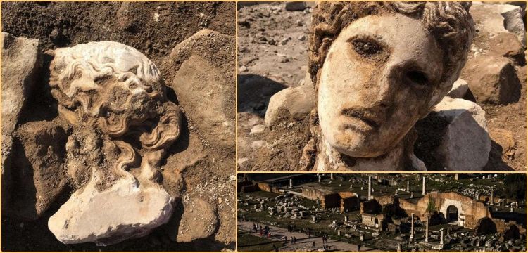 2000 years old ancient marble head of Dionysus uncovered in Roma