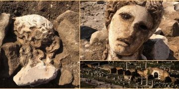 2000 years old ancient marble head of Dionysus uncovered in Roma