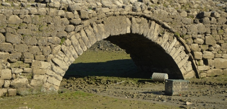 Şarköy'de sular altında kalan tarihi köprüyü kuraklık ortaya çıkardı