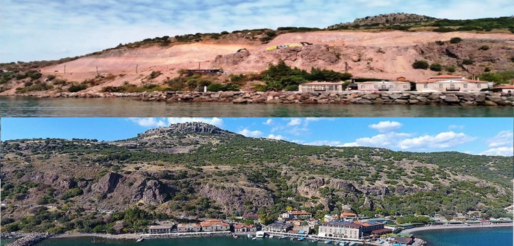 Assos antik liman bölgesinde kaya ıslahı çalışmaları