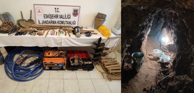 Eskişehir'de kaçak kazı yapan 5 kişi, 14 metre derinlikteki tünelde yakalandı