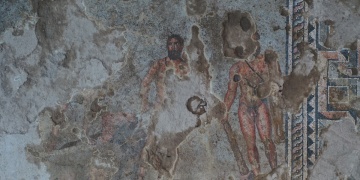 Alanyada 164 metrekarelik Herakles mozaiği gün yüzüne çıkarıldı