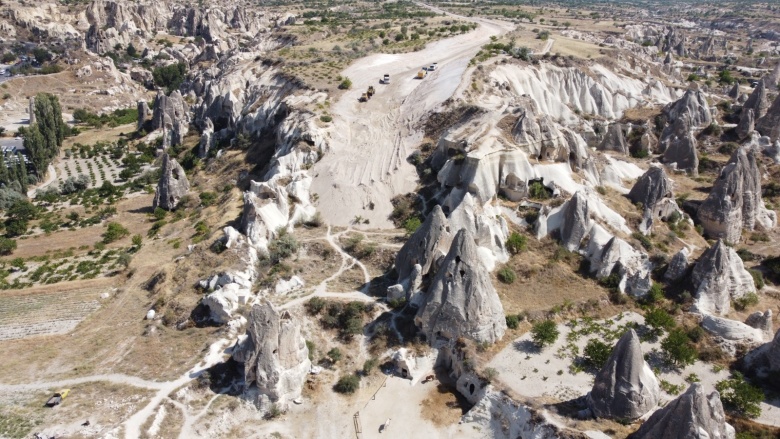 Kapadokya Alan Başkanlığı onaylı peyzaj katliamından son görüntüler