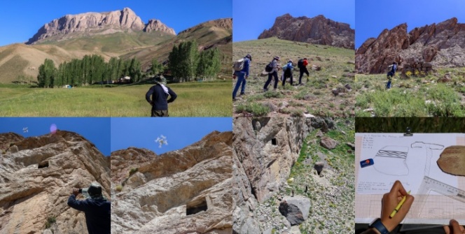 Üç bin metrelik dağa tırmanan arkeologlar Urartu mezar odasına drone ile bakabildi