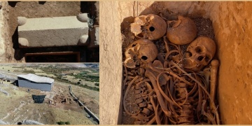 Perrede 1800 yıl önce aynı sandık mezara konmuş 4 kişinin iskeleti bulundu