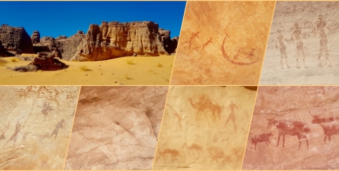 Afrikada Tassili Najjer bölgesindeki 6 bin yıllık mağara resimleri