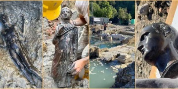 İtalyada termal havuzda Roma ve Etrüsk dönemine ait 24 heykel bulundu