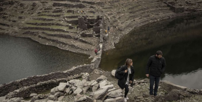 İspanyada kuraklık batık antik çağ kalesi Castro Candazı su yüzüne çıkarttı