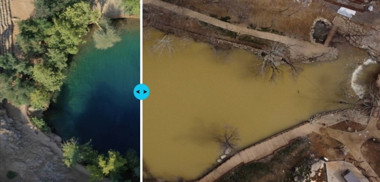 Kahramanmaraş'taki Yeşilgöz Gölü'nün yeşil rengi gitti boz bulanık oldu