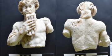 Saraçhanedeki arkeoloji kazısında flüt çalan Pan heykeli bulundu