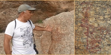 Latmos Dağlarında kadın figürlü yeni bir kaya resmi daha tespit edildi.
