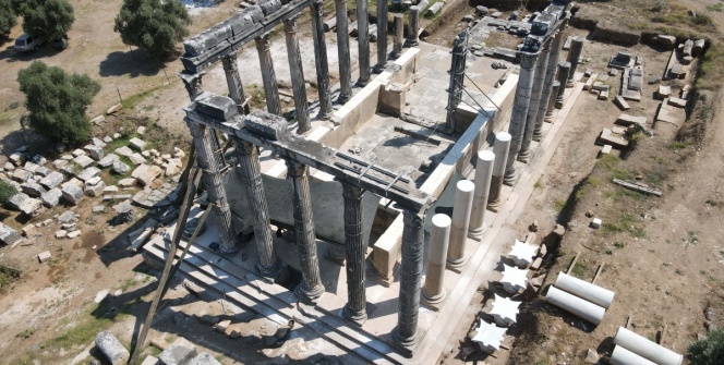 Milastaki , Zeus Lepsynos Tapınağının restorasyonu sürüyor.