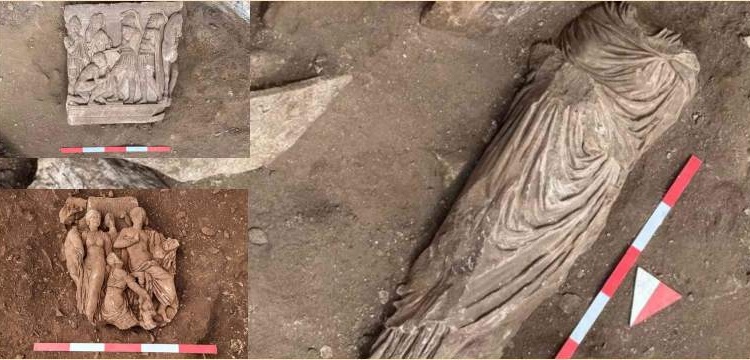 Silifke'de 1800 yıllık kadın heykeli ve mitolojik anlatımların yer aldığı friz parçaları bulundu