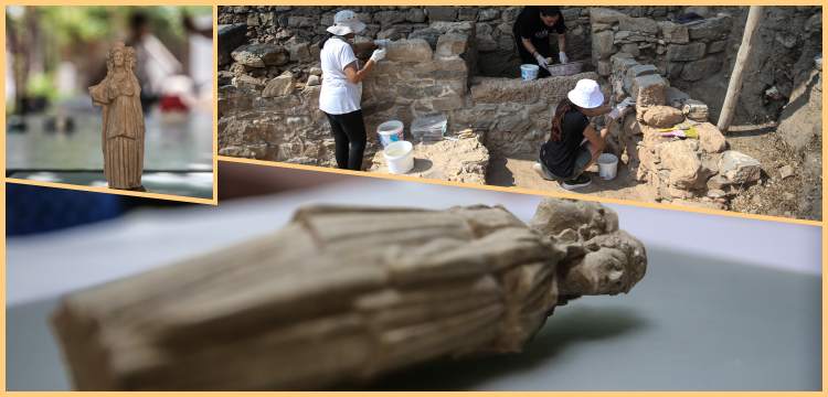 Mersin'deki Kelenderis Antik Kenti'nde 3 başlı tanrıça Hekate heykeli bulundu