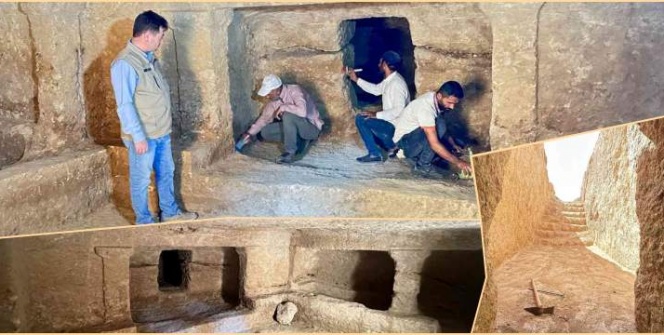 Adıyamanda kaçak kazı yapılan yerde Roma dönemine ait oda mezarlar bulundu