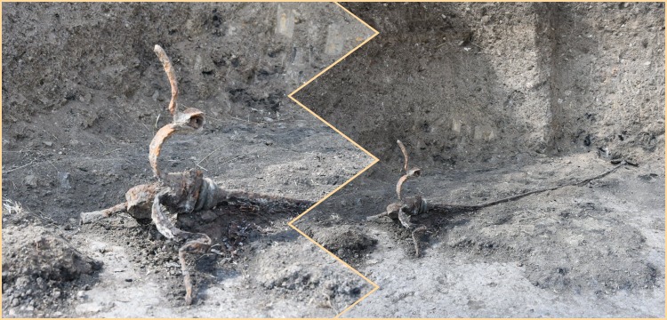 Satala Antik Kenti arkeoloji kazısında çok kollu demir şamdan bulundu