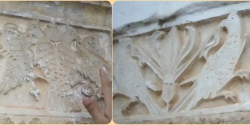 Antalyada sıvası dökülen binada çift başlı kartal ve hayat ağacı işlemeli taşlar ortaya çıktı