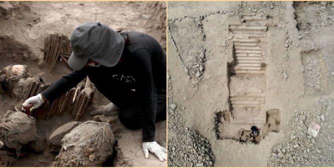 Perunun başkenti Limada bin yıllık 5 mumya ve 5500 yıllık tarihi merdiven bulundu