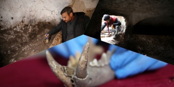Arkeologlar Mardinde bir Roma Devri mezarında Anadolu Parsı kemikleri buldular