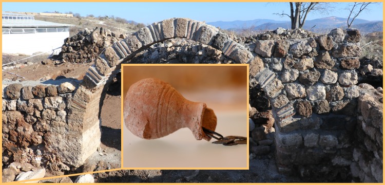 Arkeologlar Eskipazar'da kumbara gibi kullanılmış 1400 yıllık testi buldu