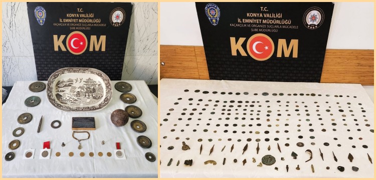 Konya'da 2 işyeri ve bir evde 273 tarihi eser niteliğinde eser yakalandı