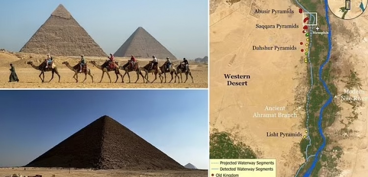 Lost branch of Nile could explain the placement of 31 pyramids