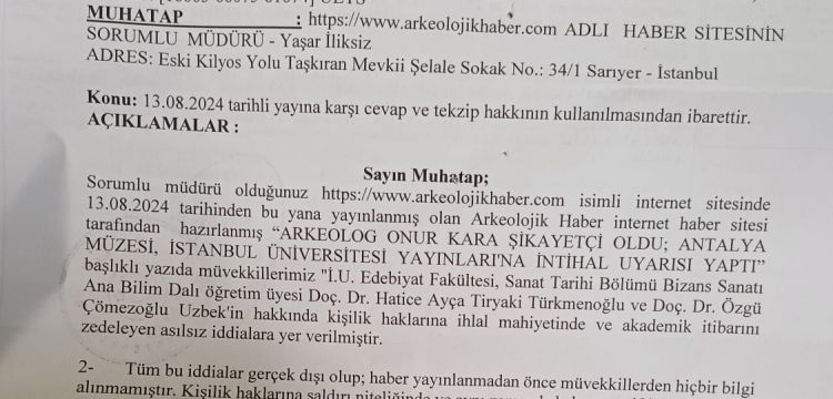 Akademisyen Özgü Çömezoplu Uzbek ve Hatice Ayça Tiryaki Türkmenoğlu'nun haberimize cevap hakkı ve tekzip metni