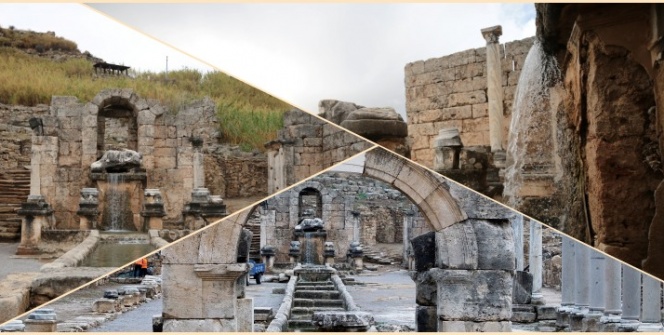 Hadrianusun Pergedeki Antik Kestros çeşmesi 1800 yıl sonra yeniden su akıtıyor