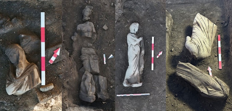 Perge Antik Kenti'ndeki kazılarda farklı dönemlere ait 5 heykel bulundu